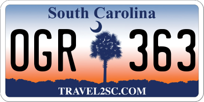 SC license plate OGR363