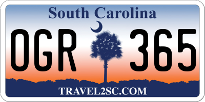 SC license plate OGR365