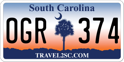 SC license plate OGR374