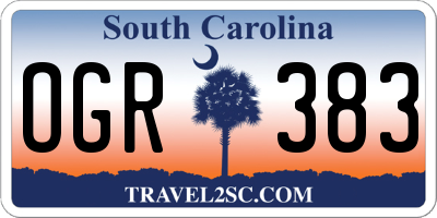 SC license plate OGR383