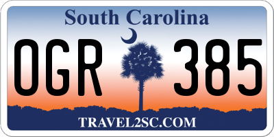 SC license plate OGR385