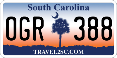 SC license plate OGR388