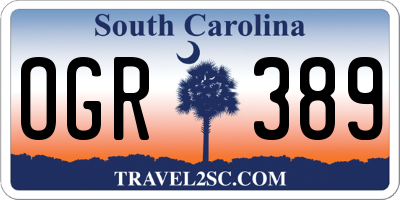 SC license plate OGR389