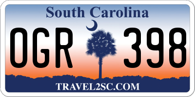 SC license plate OGR398