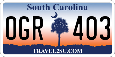 SC license plate OGR403