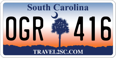 SC license plate OGR416