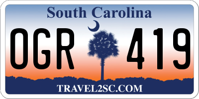 SC license plate OGR419