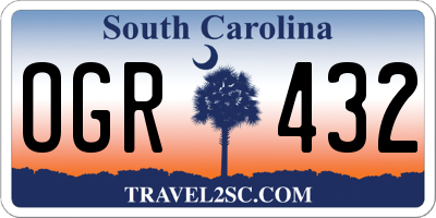 SC license plate OGR432