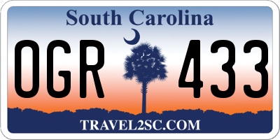 SC license plate OGR433