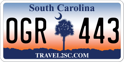 SC license plate OGR443