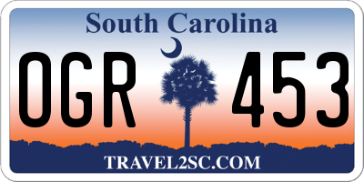 SC license plate OGR453