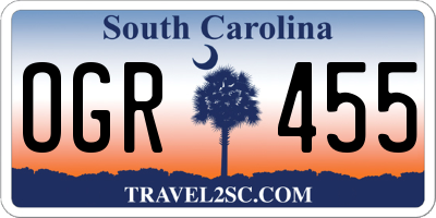 SC license plate OGR455