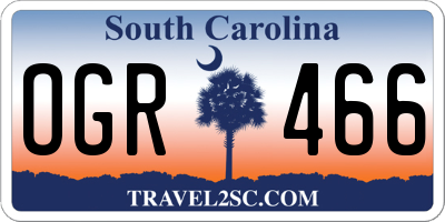 SC license plate OGR466