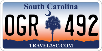 SC license plate OGR492