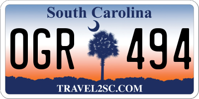 SC license plate OGR494