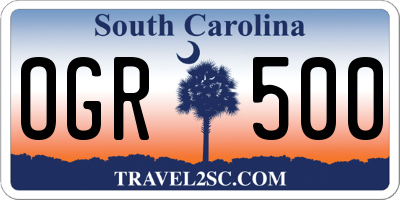SC license plate OGR500