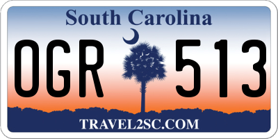 SC license plate OGR513