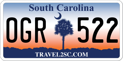 SC license plate OGR522