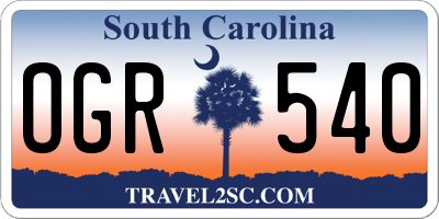 SC license plate OGR540