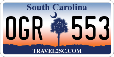 SC license plate OGR553