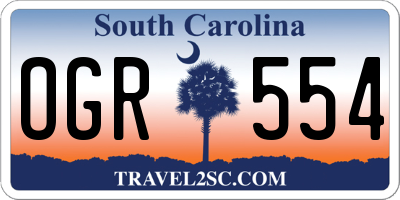 SC license plate OGR554