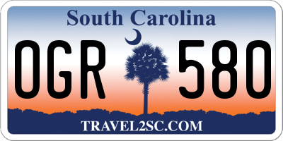 SC license plate OGR580