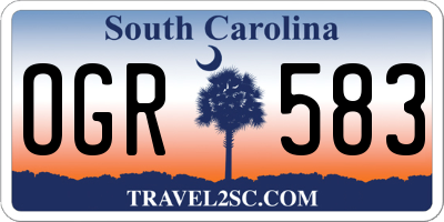 SC license plate OGR583