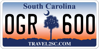 SC license plate OGR600