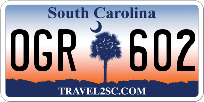 SC license plate OGR602