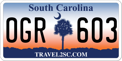 SC license plate OGR603