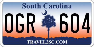 SC license plate OGR604