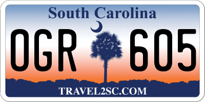 SC license plate OGR605