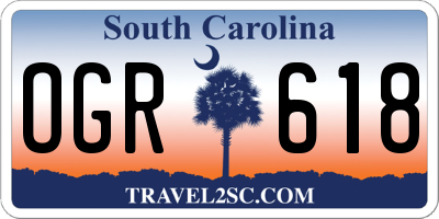 SC license plate OGR618
