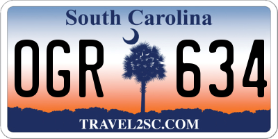 SC license plate OGR634