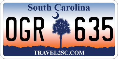 SC license plate OGR635
