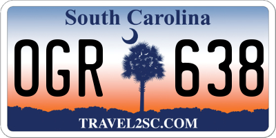 SC license plate OGR638