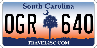 SC license plate OGR640