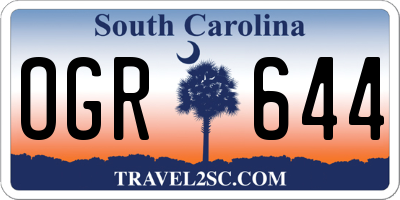 SC license plate OGR644