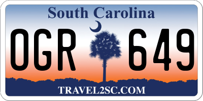 SC license plate OGR649