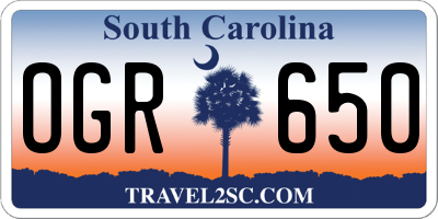 SC license plate OGR650