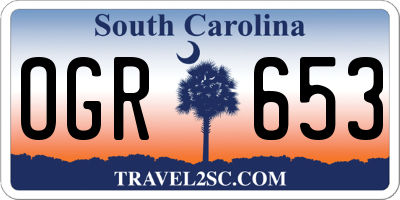 SC license plate OGR653