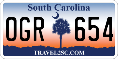SC license plate OGR654