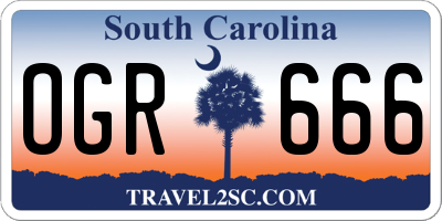 SC license plate OGR666