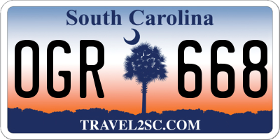 SC license plate OGR668