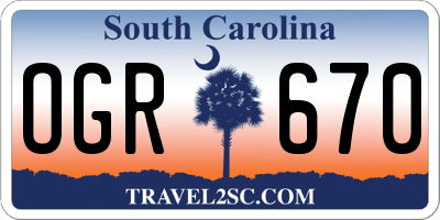 SC license plate OGR670