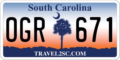 SC license plate OGR671