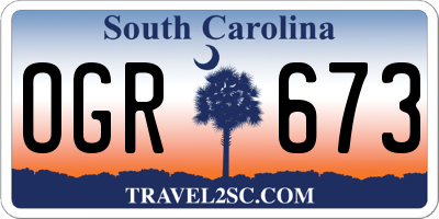 SC license plate OGR673