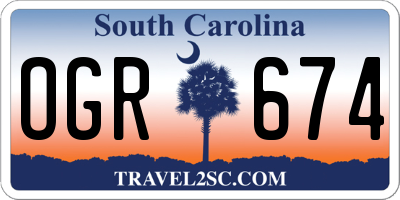 SC license plate OGR674