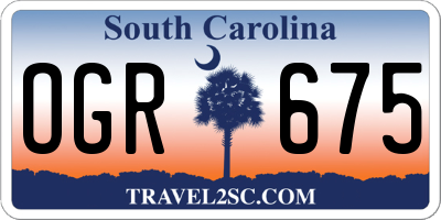 SC license plate OGR675