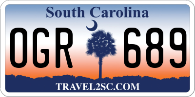 SC license plate OGR689